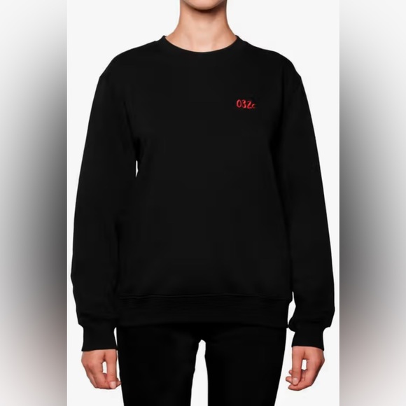 032c Unisex Black Embroidered Crewneck Sweatshirt - Picture 6 of 6